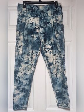 Freely Womens Tie Dye High Waisted Pocket Leggings Teal Green White Size XL